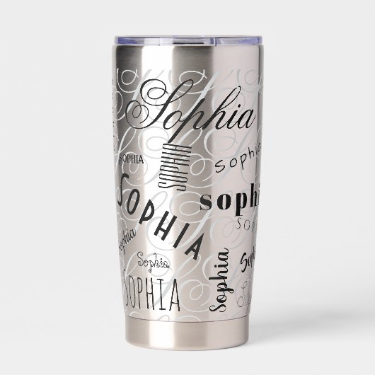ソフィア名前をカスタムするブルーブラック 保温保冷タンブラー (正面)