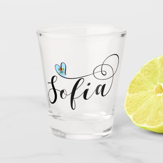 ソフィア国旗、Iハート・ソフィア、ブルガリア ショットグラス (正面)