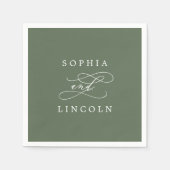 ソフィア素朴ウッドランドオリーブグリーン結婚ズ スタンダードカクテルナプキン (正面)