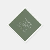ソフィア素朴ウッドランドオリーブグリーン結婚ズ スタンダードカクテルナプキン (角)