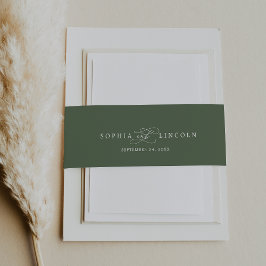 ソフィア素朴ウッドランドオリーブグリーン結婚ズ 招待状ベリーバンド