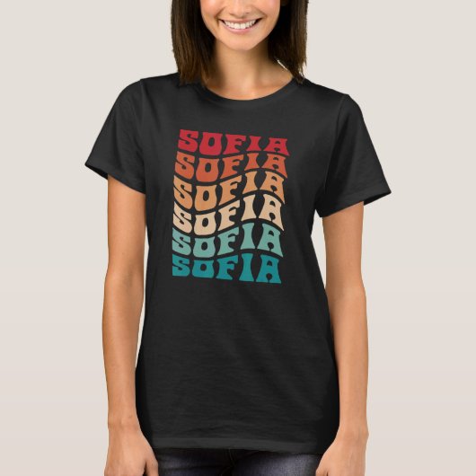 ソフィア絞り染めGroovy Hippie 60s 70s名前ソフィア Tシャツ (正面)