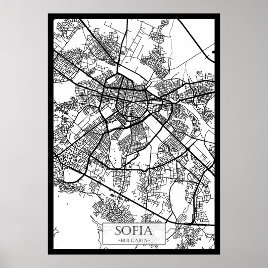 ソフィア ブルガリア 地図 ポスター (正面)