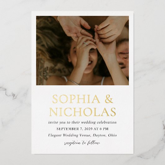 ソフィア・ホワモダンイ結婚ト 箔招待状 (正面)