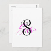 ソフィア 名入れ ブラック ピンク ギフト ポストカード (正面/裏面)