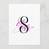 ソフィア 名入れ ブラック ピンク ギフト ポストカード (正面)