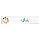 ソフィア、名前、ロゴ、時計と机用ネームプレート。 デスクネームプレート (正面)