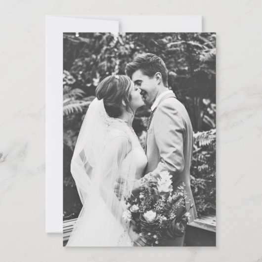 ソフィエレガントアシンプル白黒写真結婚の サンキューカード (裏面)