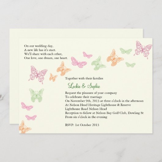 ソフィーの最終結婚式招待状 招待状 (正面/裏面)