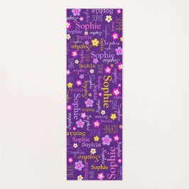 ソフィーの花の名前のタイポグラフィ紫色のピンク ヨガマット