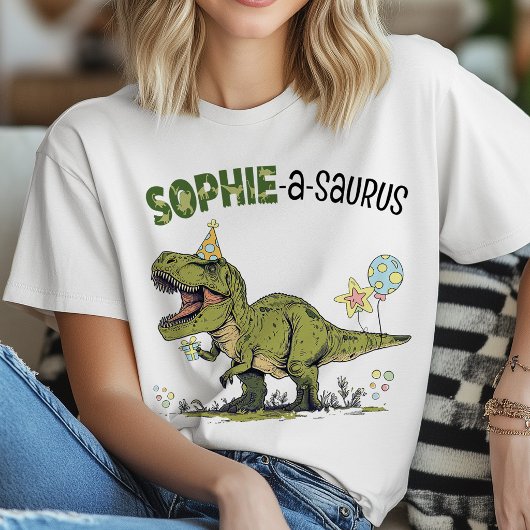 ソフィーサウルス TRex 恐竜 名前入り 誕生日 Tシャツ