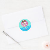 ソフィー犬プールパーティーありがとうステッカー ラウンドシール (封筒)