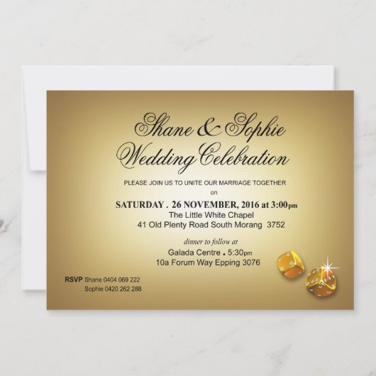 ソフィー結婚カジノ頼スタイルのチップ内の名前 招待状 (裏面)