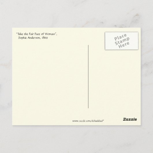 ソフィー・アンダーソン「女性の公正な顔を取る」 ポストカード (裏面)