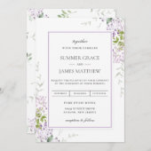 ソフエレガントト·薄紫·パープル·フローラ·グリ結婚ーナリ  招待状 (正面/裏面)