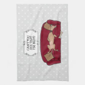 ソフグレイハウンド(子犬)怠惰な眠おもしろいり キッチンタオル (縦)