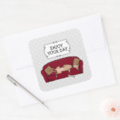 ソフグレイハウンド（子犬）怠惰な眠おもしろいり スクエアシール (封筒)