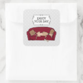 ソフグレイハウンド（子犬）怠惰な眠おもしろいり スクエアシール (バッグ)