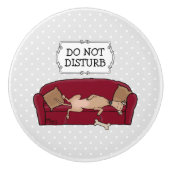 ソフグレイハウンド（子犬）怠惰な眠おもしろいり セラミックノブ (正面)