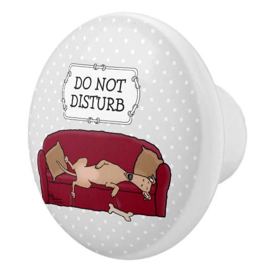 ソフグレイハウンド（子犬）怠惰な眠おもしろいり セラミックノブ (右)