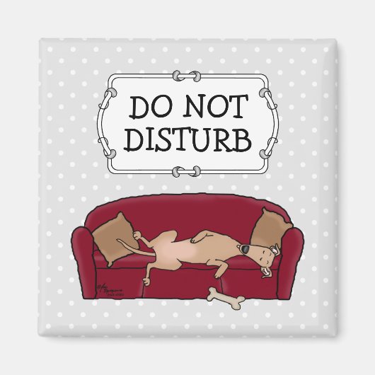 ソフグレイハウンド(子犬)怠惰な眠おもしろいり マグネット (正面)