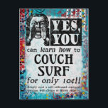 ソフサーフおもしろい- Vintage Ad ポストカード<br><div class="desc">フェイクヴィンテージお洒落の新聞に学は「サーフィンをソファに行く方法」。</div>