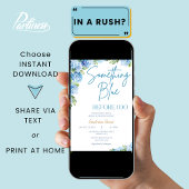 ソフツブルーアジサイフローラブライダルシャワー 招待状