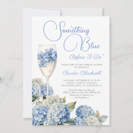 ソフツブルーアジサイブライダルシャワー 招待状 (正面)