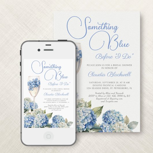 ソフツブルーアジサイブライダルシャワー 招待状