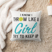 ソフトおもしろいボール投手の打者捕手女子 クッション (ブランケット)