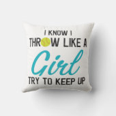 ソフトおもしろいボール投手の打者捕手女子 クッション (裏面)