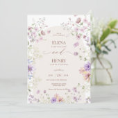 ソフトお洒落ワイルドフラワーコテージ庭園の結婚式 招待状 (スタンド正面)