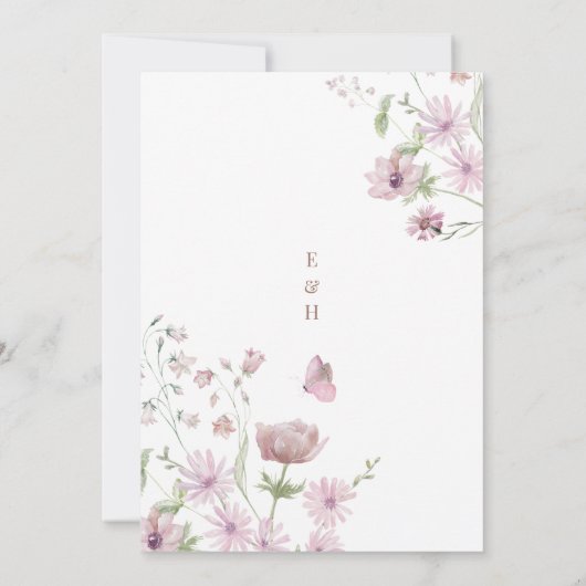 ソフトお洒落ワイルドフラワーコテージ庭園の結婚式 招待状 (裏面)
