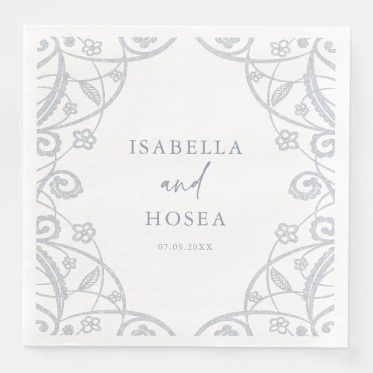 ソフトかわいらしダスティブルーシルバーフローラレース結婚ズ (正面)