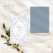 ソフトかわいらしダスティブルーシルバーフローラレース結婚ズ 招待状