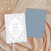 ソフトかわいらしダスティブルーシルバーフローラレース結婚ズ 招待状