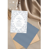 ソフトかわいらしダスティブルーシルバーフローラレース結婚ズ 招待状