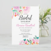 ソフトかわいらしパステルフローラ水カラーブライダルシャワー 招待状 (スタンド正面)