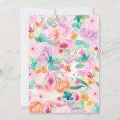 ソフトかわいらしパステルフローラ水カラーブライダルシャワー 招待状 (裏面)