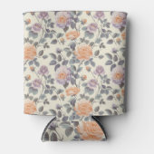 ソフトかわいらし薄紫及びオレンジフローラデザイン 缶クーラー (正面)