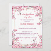 ソフトさくらんぼブロッサム桜ベビーシャワー 招待状 (正面)