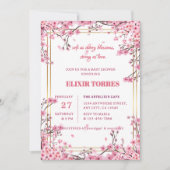 ソフトさくらんぼブロッサム桜ベビーシャワー 招待状 (正面)