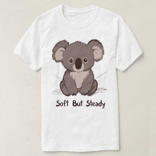 ソフトだけど着実に進む かわいいコアラ Tシャツ (デザイン正面)