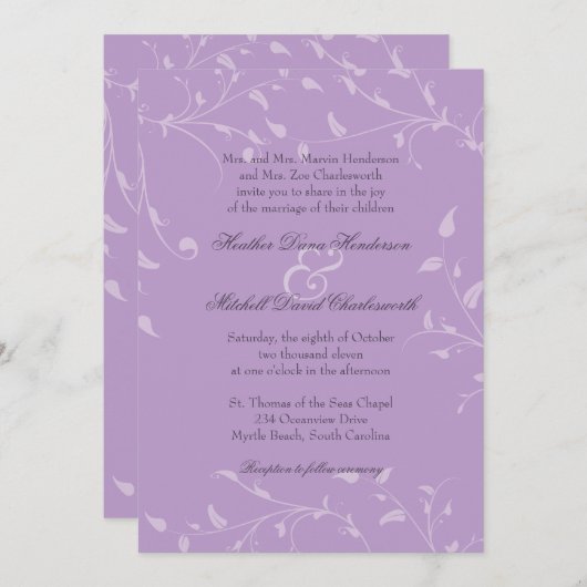 ソフトつる植物結婚式招待状 招待状 (正面/裏面)