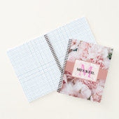 ソフトでおしゃれなチークピンクの牡丹の葉のボタニカルフラワーノートブック ノートブック (内部)