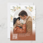 ソフトでアースな桃の花のテラコッタウェディング セーブザデート (裏面)