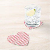ソフトでガーリーなピンクと白のチェック柄ストライプのブライズシャワー ペーパーコースター (インサイチュ)