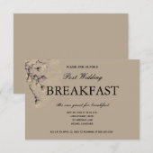 ソフトでクラシカルなタウペの花柄 ウェディングアフターパーティー・ブレックファスト 出欠カード (正面/裏面)