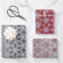 ソフトでミュートされた色のジオメトパターン（の模様が）あるリ ラッピングペーパーシート