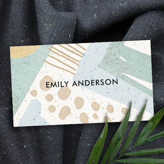 ソフトで繊細なアクアモダン抽象芸術幾何学芸術 名刺
